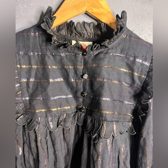 FARM RIO Metallic Striped Ruffle Top in size XS - Picture 7 of 12